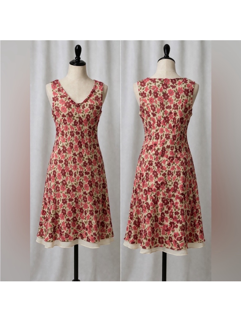BNWT Ann Taylor 100% Silk Floral Dress Sleeveless A-Line Midi Lined Y2K VTG